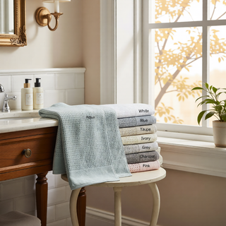 Sunvega Antimicrobial Jacquard Waffle Cotton Towel Set with Dobby Cuff and Quick Dry