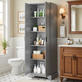 Sunvega Two Door Storage Cabinet with Adjustable Shelf Made of MDF Board for Bathroom