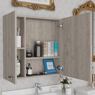 Sunvega Double Door Medicine Cabinet with Four Interior Shelves and Ample Mirror