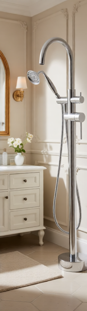 Sunvega Freestanding Bathtub Faucet in Matte Black with Handheld Shower