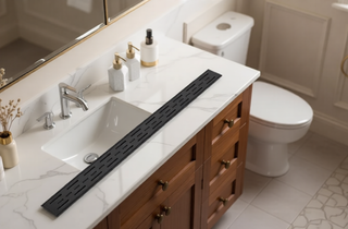 Sunvega 28 Inches Linear Shower Drain with Hair Strainer and Leveling Feet