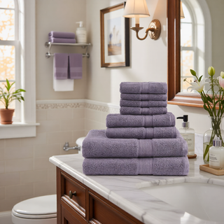 Sunvega 8-Piece Premium Cotton Towel Set with Antimicrobial Treatment for Health and Wellness