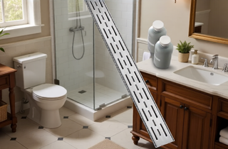 Sunvega 28 Inches Linear Shower Drain with Hair Strainer and Leveling Feet