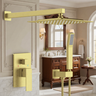 Sunvega Wall Mounted Shower System Combo Set with 10 Inch Rainfall and Handheld Faucet