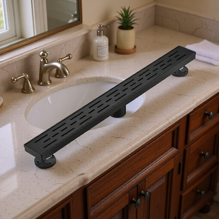 Sunvega 28 Inches Linear Shower Drain with Hair Strainer and Leveling Feet