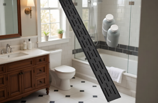 Sunvega 28 Inches Linear Shower Drain with Hair Strainer and Leveling Feet