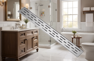 Sunvega 28 Inches Linear Shower Drain with Hair Strainer and Leveling Feet