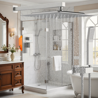 Sunvega Wall Mounted Shower System Combo Set with 10 Inch Rainfall and Handheld Faucet