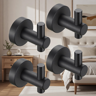 Sunvega Black Gold Round Base Wall Hanging Hook 4 Pack with Screws for Entry Shoe Cabinet Wardrobe