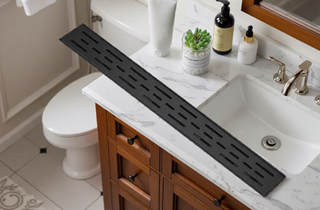 Sunvega 28 Inches Linear Shower Drain with Hair Strainer and Leveling Feet