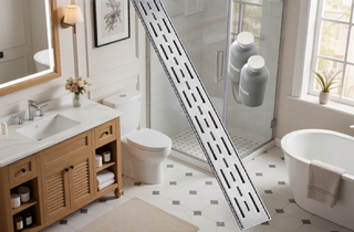Sunvega 28 Inches Linear Shower Drain with Hair Strainer and Leveling Feet