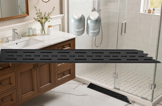 Sunvega 28 Inches Linear Shower Drain with Hair Strainer and Leveling Feet