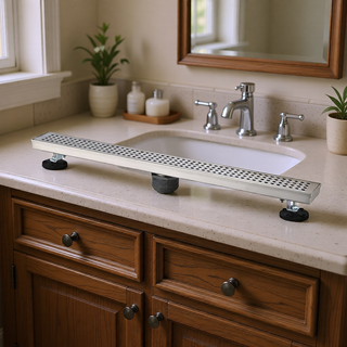 Sunvega 28 Inches Linear Shower Drain with Hair Strainer and Leveling Feet