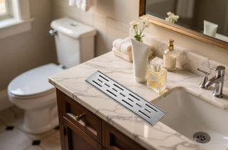 Sunvega 28 Inches Linear Shower Drain with Hair Strainer and Leveling Feet