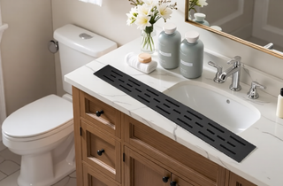 Sunvega 28 Inches Linear Shower Drain with Hair Strainer and Leveling Feet