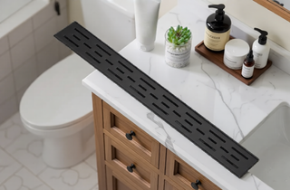 Sunvega 28 Inches Linear Shower Drain with Hair Strainer and Leveling Feet