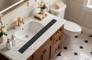 Sunvega 28 Inches Linear Shower Drain with Hair Strainer and Leveling Feet