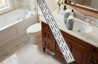 Sunvega 28 Inches Linear Shower Drain with Hair Strainer and Leveling Feet