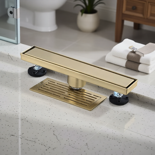 Sunvega 24 Inches Linear Shower Drain with Hair Strainer and Leveling Feet