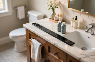 Sunvega 28 Inches Linear Shower Drain with Hair Strainer and Leveling Feet