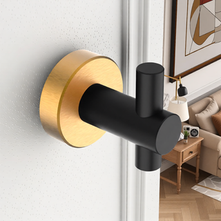 Sunvega Black Gold Round Base Wall Hanging Hook 4 Pack with Screws for Entry Shoe Cabinet Wardrobe