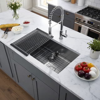 Sunvega 32x19 Inch Undermount Kitchen Sink with Superior Drainage and Soundproofing