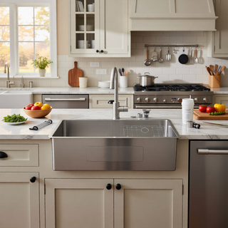 Sunvega 32x19 Inch Undermount Kitchen Sink with Superior Drainage and Soundproofing