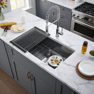 Sunvega 32x19 Inch Undermount Kitchen Sink with Superior Drainage and Soundproofing