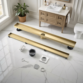 Sunvega 24 Inches Linear Shower Drain with Hair Strainer and Leveling Feet