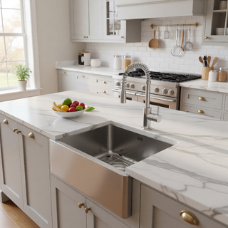 Sunvega 32x19 Inch Undermount Kitchen Sink with Superior Drainage and Soundproofing