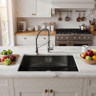 Sunvega Handcrafted 33x19 Inch Undermount Single Bowl Kitchen Sink Dark Gray