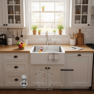 Sunvega 32x19 Inch Undermount Kitchen Sink with Superior Drainage and Soundproofing