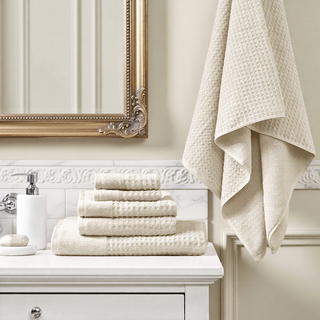 Sunvega Antimicrobial Jacquard Waffle Cotton Towel Set with Dobby Cuff and Quick Dry