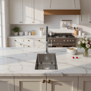 Sunvega 32x19 Inch Undermount Kitchen Sink with Superior Drainage and Soundproofing