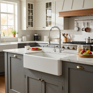 Sunvega 32x19 Inch Undermount Kitchen Sink with Superior Drainage and Soundproofing