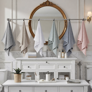 Sunvega Antimicrobial Jacquard Waffle Cotton Towel Set with Dobby Cuff and Quick Dry