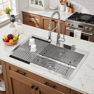 Sunvega 16 Gauge Stainless Steel Topmount Kitchen Sink Basin with Sound Proof Coating