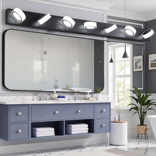Sunvega Modern 7-Light LED Vanity Fixture with Acrylic Shades and Chrome Finish