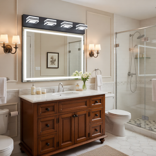 Sunvega Modern 7-Light LED Vanity Fixture with Square Acrylic Lampshades for Bathroom