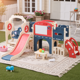 Sunvega Indoor Outdoor Toddler Playset with Swing Slide Climber Basketball Hoop