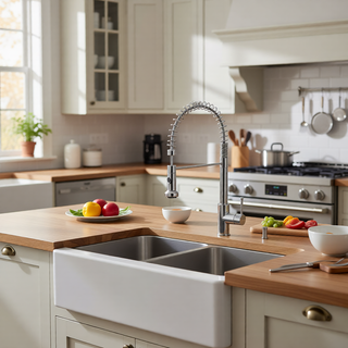 Sunvega 32x19 Inch Undermount Kitchen Sink with Superior Drainage and Soundproofing