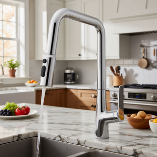 Sunvega Matte Black High Arc Pull Down Kitchen Faucet with 3 Spray Modes