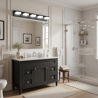 Sunvega Exclusive Original Design 4 Lights Bathroom Vanity Fixture in Matt Black
