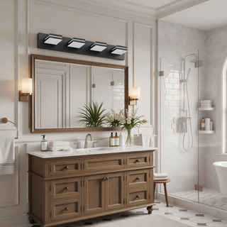 Sunvega Modern Chrome LED Vanity Light with 6 Geometric Lamp Heads for Bathroom Mirror