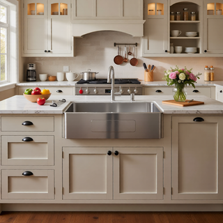 Sunvega 32x19 Inch Undermount Kitchen Sink with Superior Drainage and Soundproofing