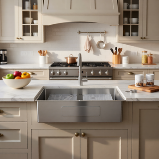 Sunvega 32x19 Inch Undermount Kitchen Sink with Superior Drainage and Soundproofing