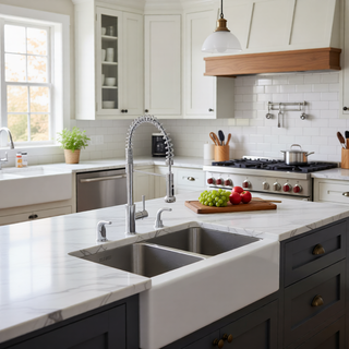 Sunvega 32x19 Inch Undermount Kitchen Sink with Superior Drainage and Soundproofing