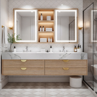 Sunvega Modern 7-Light LED Vanity Fixture with Square Acrylic Lampshades for Bathroom