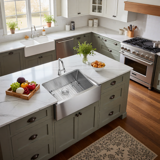 Sunvega 32x19 Inch Undermount Kitchen Sink with Superior Drainage and Soundproofing