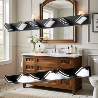 Sunvega Modern Chrome LED Vanity Light with 6 Geometric Lamp Heads for Bathroom Mirror